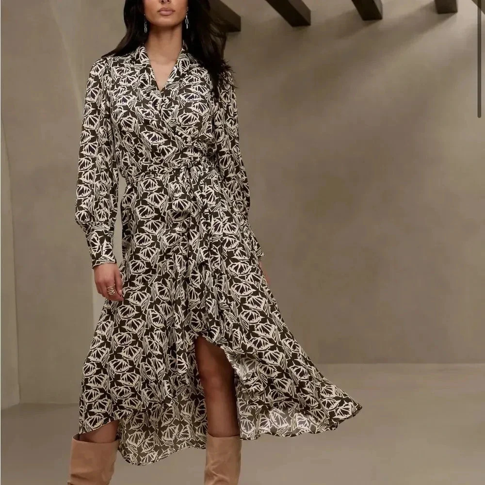 Banana Republic Silky Wrap Maxi Dress